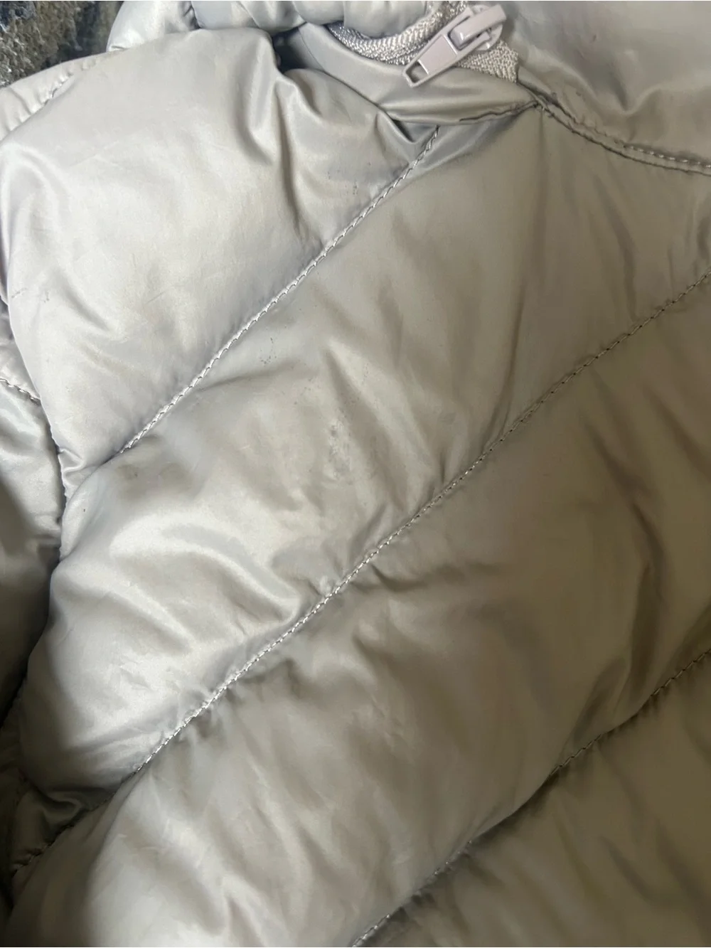 Michael Kors Taupe Chevron Quilted Puffer Jacket